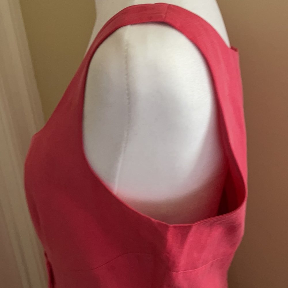 LK Bennett sleeveless coral silk & linen dress 8 - Picture 4 of 8
